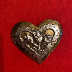 Sterling and Hammered Brass Brooch